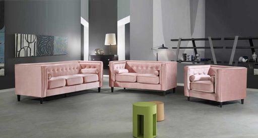 Meridian Furniture - Taylor Velvet Loveseat in Pink - 642Pink-L - GreatFurnitureDeal