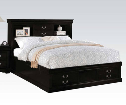 Acme Furniture - Louis Philippe III Queen Bed with Storage in Black - 24390Q - GreatFurnitureDeal