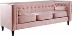Meridian Furniture - Taylor Velvet Sofa in Pink - 642Pink-S - GreatFurnitureDeal