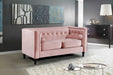 Meridian Furniture - Taylor Velvet Loveseat in Pink - 642Pink-L - GreatFurnitureDeal