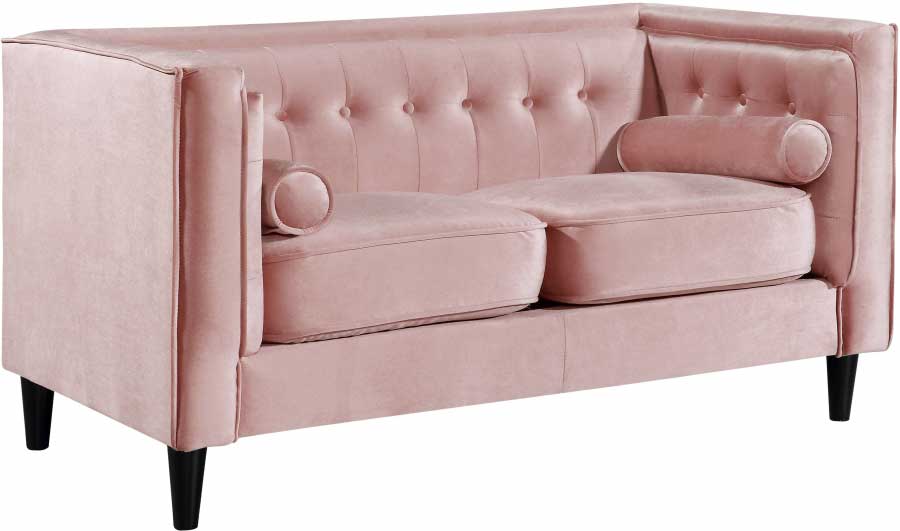 Meridian Furniture - Taylor Velvet Loveseat in Pink - 642Pink-L - GreatFurnitureDeal