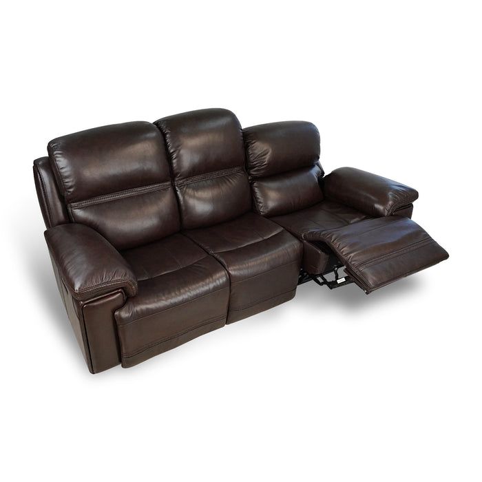 GFD Home - Timo Top Grain Leather Power Reclining Sofa | Adjustable Headrest | Cross Stitching - GreatFurnitureDeal