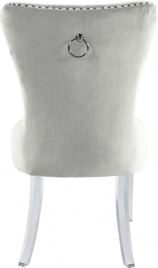 Meridian Furniture - Miley Velvet Dining Chair with Acrylic Legs Set of 2 in Cream - 746Cream-C - GreatFurnitureDeal
