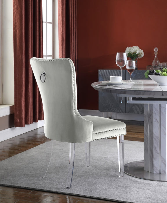 Meridian Furniture - Miley Velvet Dining Chair with Acrylic Legs Set of 2 in Cream - 746Cream-C