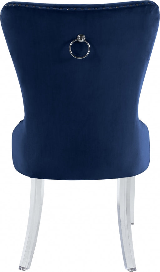 Meridian Furniture - Miley Velvet Dining Chair with Acrylic Legs Set of 2 in Navy - 746Navy-C - GreatFurnitureDeal