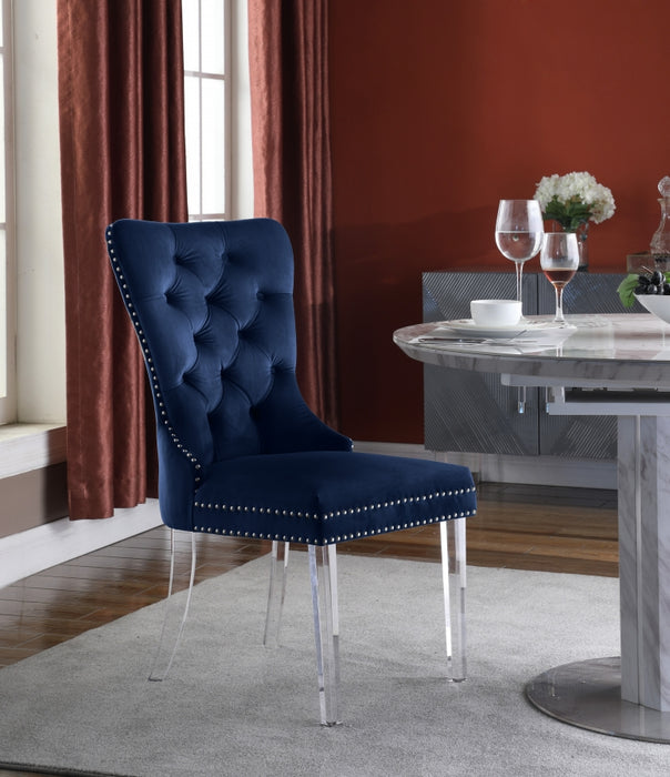 Meridian Furniture - Miley Velvet Dining Chair with Acrylic Legs Set of 2 in Navy - 746Navy-C - GreatFurnitureDeal