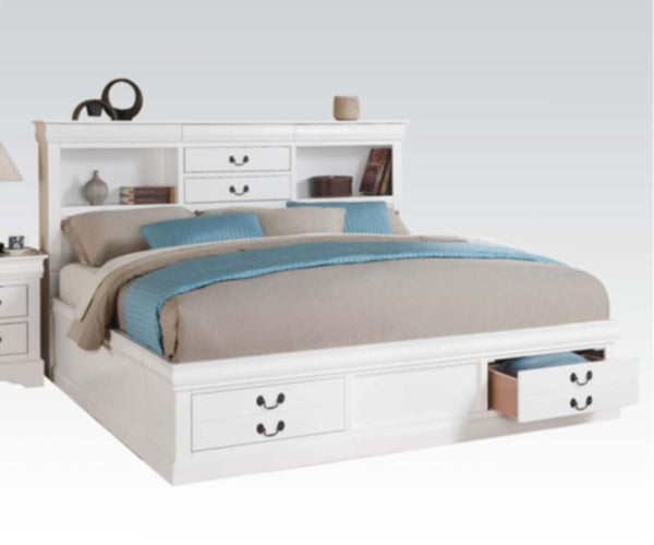 Acme Furniture - Louis Philippe III Wood Queen Bed with Storage in White - 24490Q - GreatFurnitureDeal