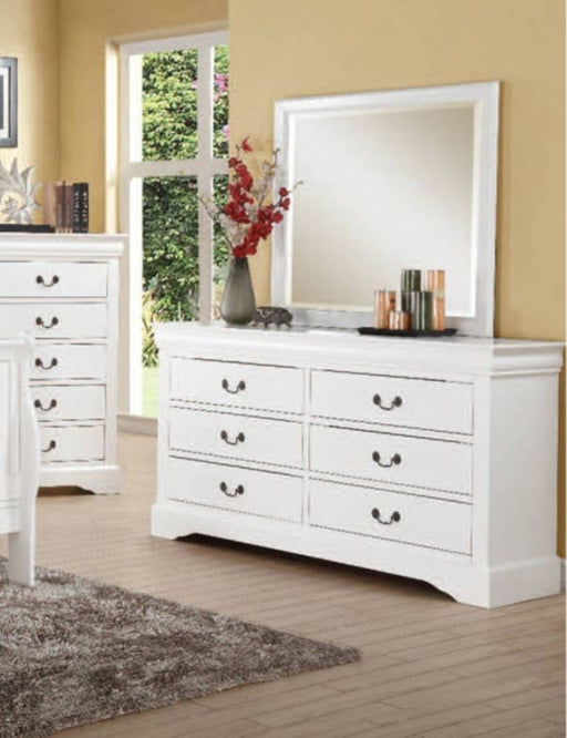 Acme Furniture - Louis Philippe III Wood Dresser with Mirror Set in White - 24505-04 - GreatFurnitureDeal