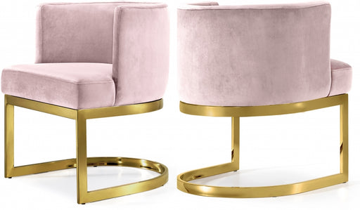 Meridian Furniture - Gianna Velvet Dining Chair in Pink (Set of 2) - 718Pink-C - GreatFurnitureDeal