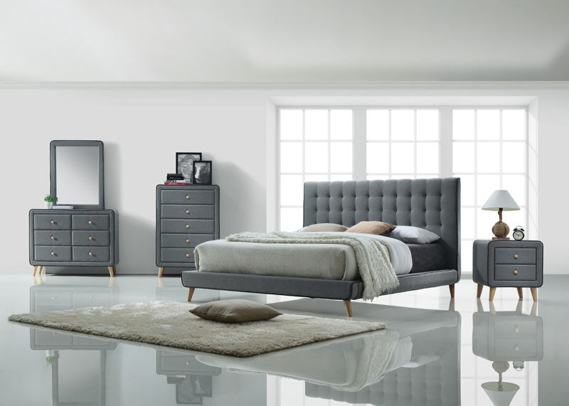 Acme Furniture - Valda Light Gray Fabric 4 Piece Eastern King Bedroom Set - 24517EK-4SET