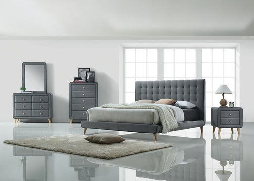 Acme Furniture - Valda Light Gray Fabric 6 Piece Eastern King Bedroom Set - 24517EK-6SET