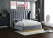 Meridian Furniture - Flora Velvet Queen Bed in Grey - FloraGrey-Q - GreatFurnitureDeal