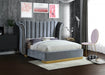 Meridian Furniture - Flora Velvet King Bed in Grey - FloraGrey-K - GreatFurnitureDeal