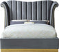 Meridian Furniture - Flora Velvet King Bed in Grey - FloraGrey-K - GreatFurnitureDeal
