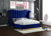 Meridian Furniture - Flora Velvet Queen Bed in Navy - FloraNavy-Q - GreatFurnitureDeal