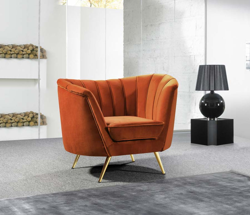 Meridian Furniture - Margo Velvet Chair in Cognac - 622Cognac-C - GreatFurnitureDeal