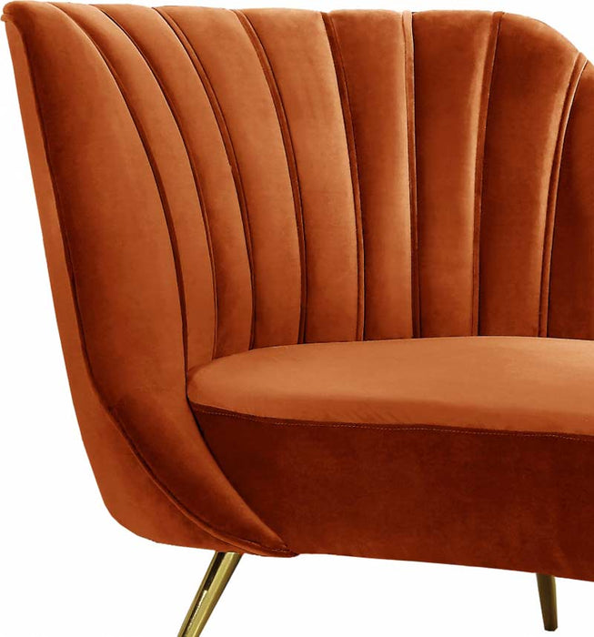 Meridian Furniture - Margo Velvet Chaise Lounge in Cognac - 622Cognac-Chaise