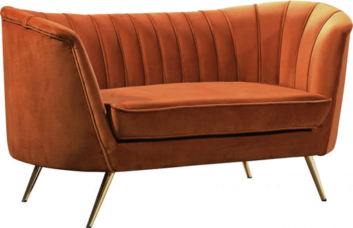 Meridian Furniture - Margo Velvet Loveseat in Cognac - 622Cognac-L - GreatFurnitureDeal