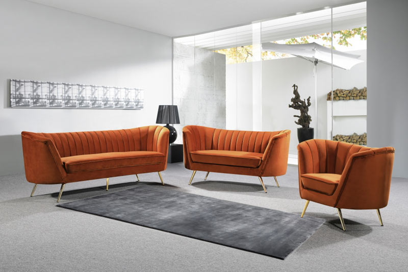 Meridian Furniture - Margo Velvet Chair in Cognac - 622Cognac-C - GreatFurnitureDeal