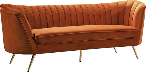 Meridian Furniture - Margo Velvet Sofa in Cognac - 622Cognac-S - GreatFurnitureDeal