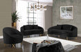 Meridian Furniture - Serpentine Velvet Sofa in Black - 679Black-S - GreatFurnitureDeal