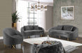 Meridian Furniture - Serpentine Velvet Loveseat in Grey - 679Grey-L - GreatFurnitureDeal