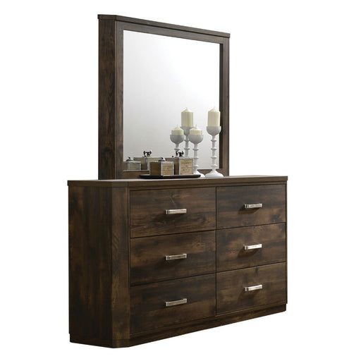 Acme Furniture - Elettra Dresser with Mirror in Rustic Walnut - 24855DM - GreatFurnitureDeal
