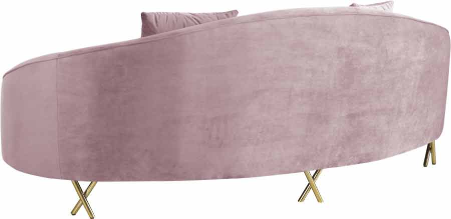 Meridian Furniture - Serpentine Velvet Sofa in Pink - 679Pink-S