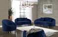 Meridian Furniture - Serpentine Velvet Loveseat in Navy - 679Navy-L - GreatFurnitureDeal