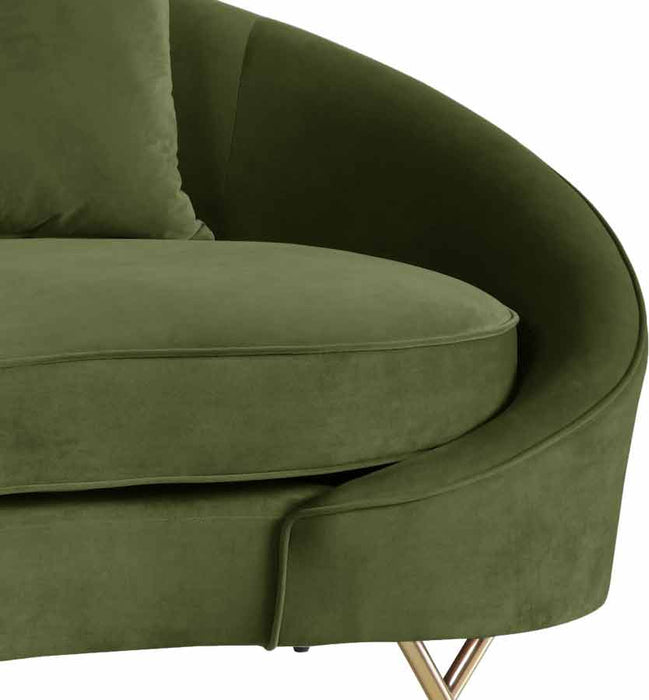 Meridian Furniture - Serpentine Velvet Sofa in Olive - 679Olive-S - GreatFurnitureDeal