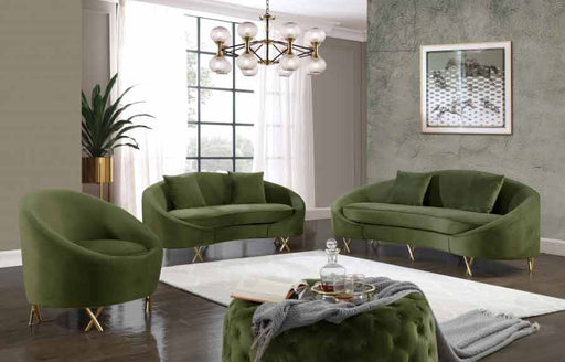 Meridian Furniture - Serpentine 3 Piece Living Room Set in Olive -  679Olive-S-3SET - GreatFurnitureDeal