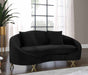 Meridian Furniture - Serpentine Velvet Loveseat in Black - 679Black-L - GreatFurnitureDeal