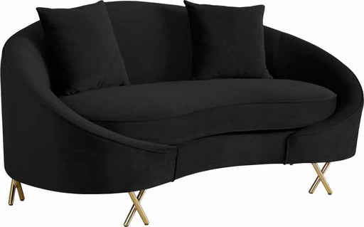 Meridian Furniture - Serpentine Velvet Loveseat in Black - 679Black-L - GreatFurnitureDeal