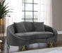 Meridian Furniture - Serpentine Velvet Loveseat in Grey - 679Grey-L - GreatFurnitureDeal