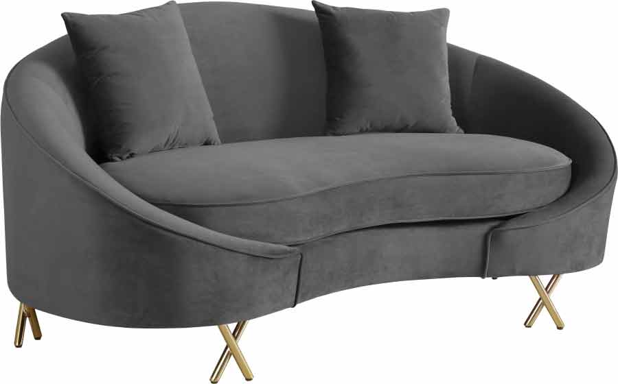 Meridian Furniture - Serpentine 3 Piece Living Room Set in Grey -  679Grey-S-3SET
