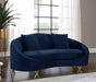 Meridian Furniture - Serpentine Velvet Loveseat in Navy - 679Navy-L - GreatFurnitureDeal