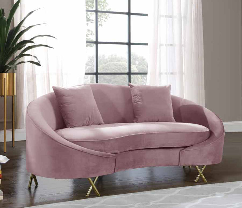 Meridian Furniture - Serpentine Velvet Loveseat in Pink - 679Pink-L