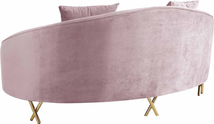 Meridian Furniture - Serpentine Velvet Loveseat in Pink - 679Pink-L