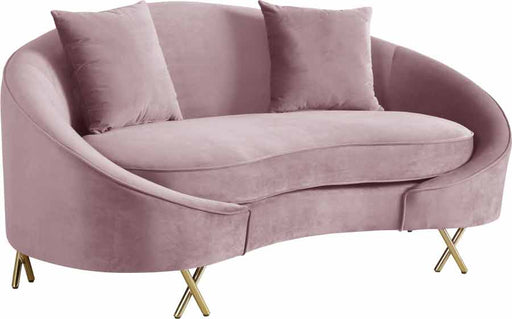 Meridian Furniture - Serpentine Velvet Loveseat in Pink - 679Pink-L - GreatFurnitureDeal