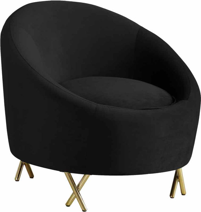 Meridian Furniture - Serpentine Velvet Chair in Black - 679Black-C - GreatFurnitureDeal