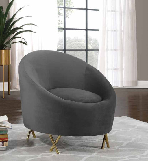 Meridian Furniture - Serpentine Velvet Chair in Grey - 679Grey-C - GreatFurnitureDeal