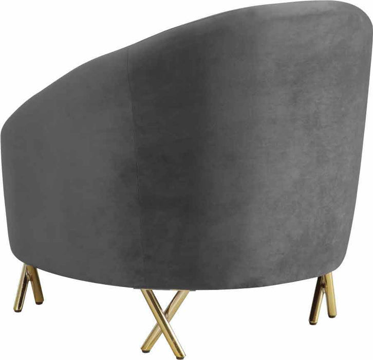 Meridian Furniture - Serpentine Velvet Chair in Grey - 679Grey-C