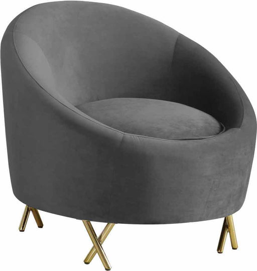 Meridian Furniture - Serpentine Velvet Chair in Grey - 679Grey-C - GreatFurnitureDeal