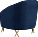Meridian Furniture - Serpentine Velvet Chair in Navy - 679Navy-C - GreatFurnitureDeal