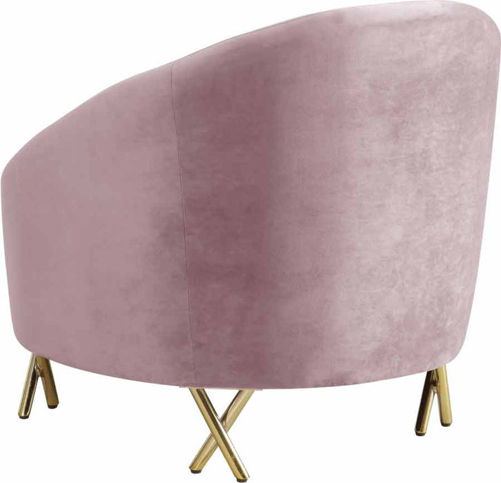 Meridian Furniture - Serpentine Velvet Chair in Pink - 679Pink-C - GreatFurnitureDeal