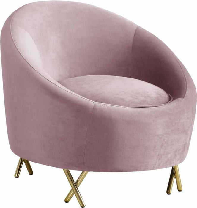 Meridian Furniture - Serpentine Velvet Chair in Pink - 679Pink-C - GreatFurnitureDeal