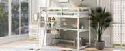 GFD Home - Twin Size Loft Bed with Desk and Shelves, Two Built-in Drawers, White (old SKU: GX000803AAK-1） - GreatFurnitureDeal