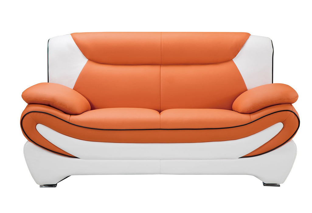 American Eagle Design - AE209 Orange and White Faux Leather 2 Piece Sofa Set - AE209-ORG.IV-SL
