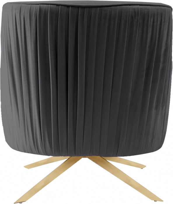 Meridian Furniture - Paloma Velvet Swivel Accent Chair in Grey - 585Grey - GreatFurnitureDeal