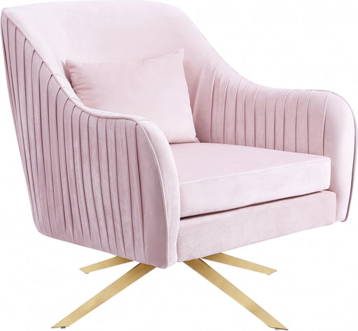 Meridian Furniture - Paloma Velvet Swivel Accent Chair in Pink - 585Pink - GreatFurnitureDeal